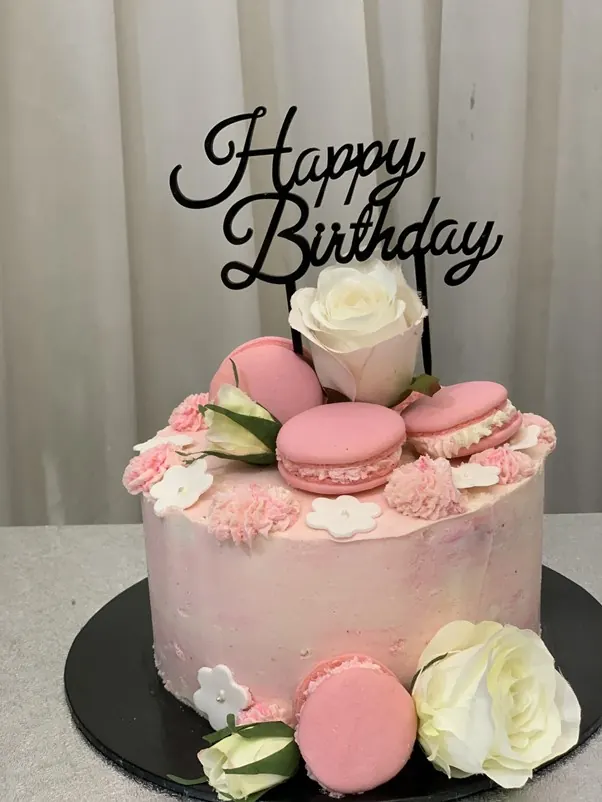Pink Macaroons Cake for Pink and white birthday cake