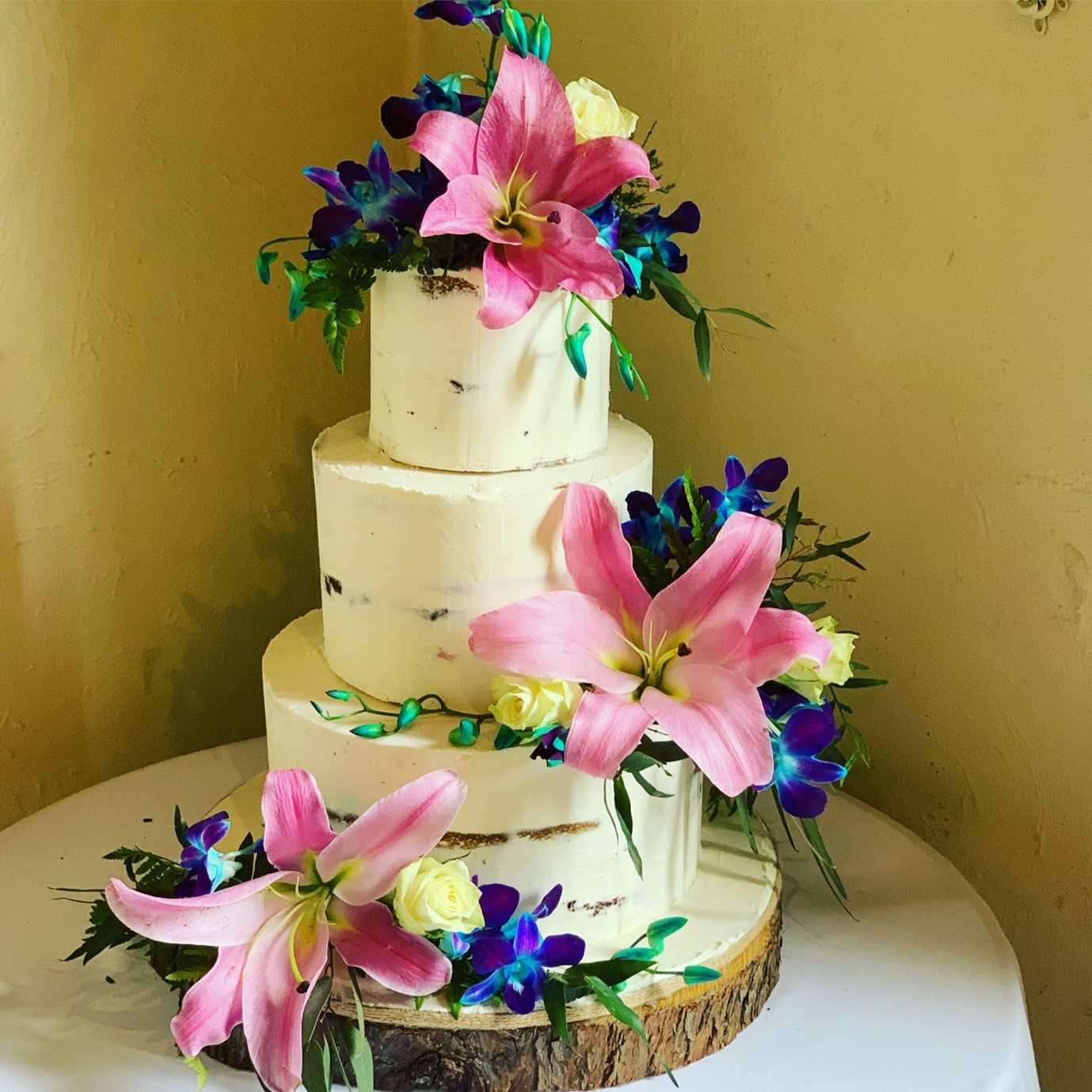 Pink And Blue Cake for Lilies and orchids