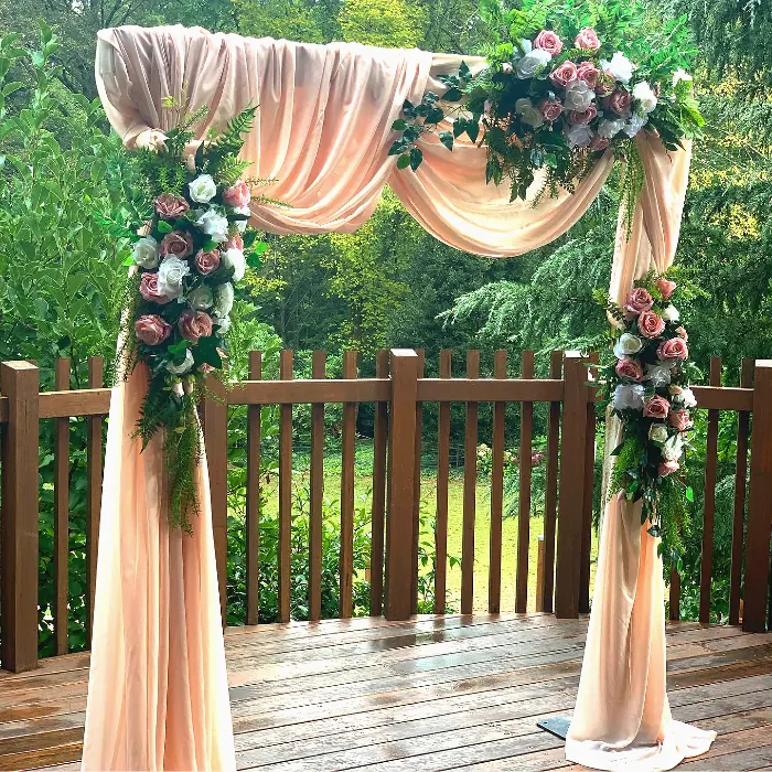 Ceremony Decor for Silk draped arch
