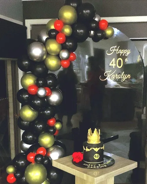 40th Birthday Backdrop for Black and gold