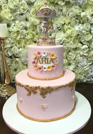 Monogram Cake for Pink and gold cake