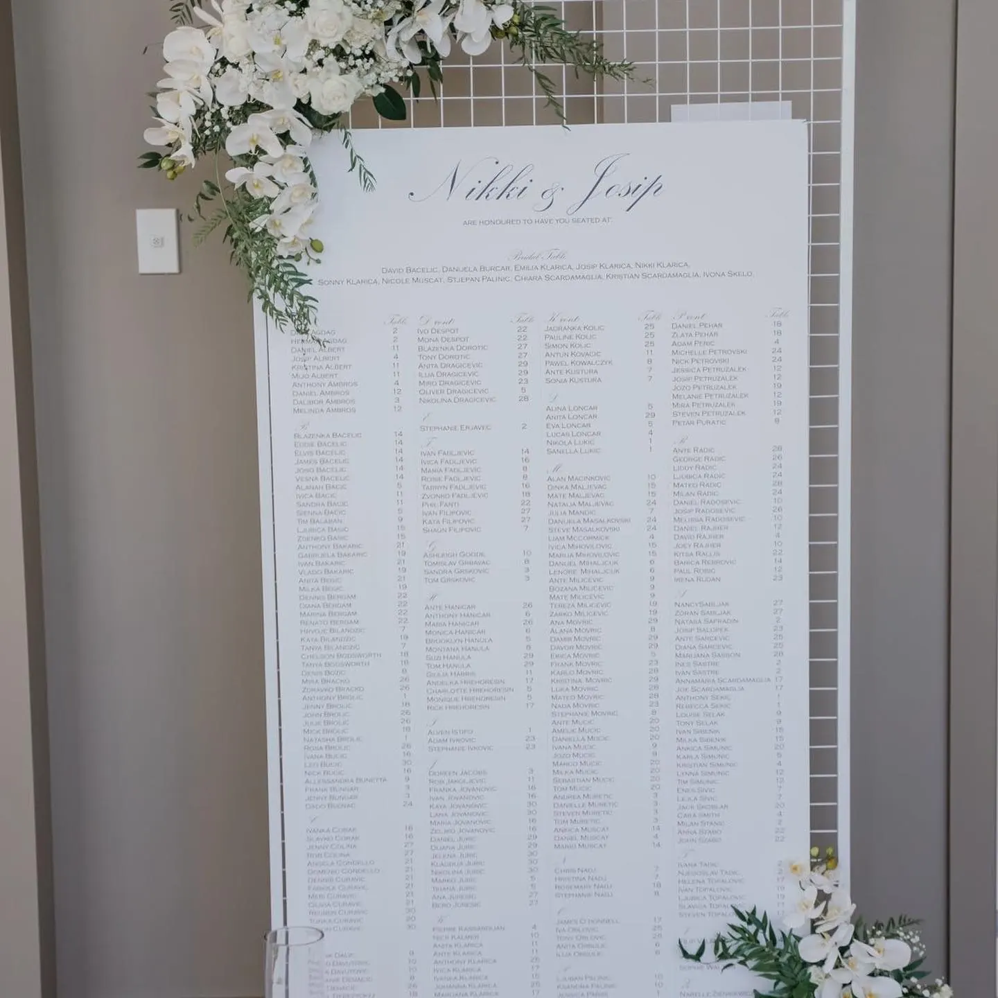 Large Black And White Seating Board for Black and white seating chart