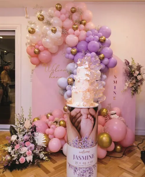 Pink And Lilac Backdrop for Welcome home backdrop