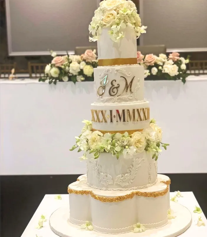 5 Tier Wedding Cake for Monogram and date
