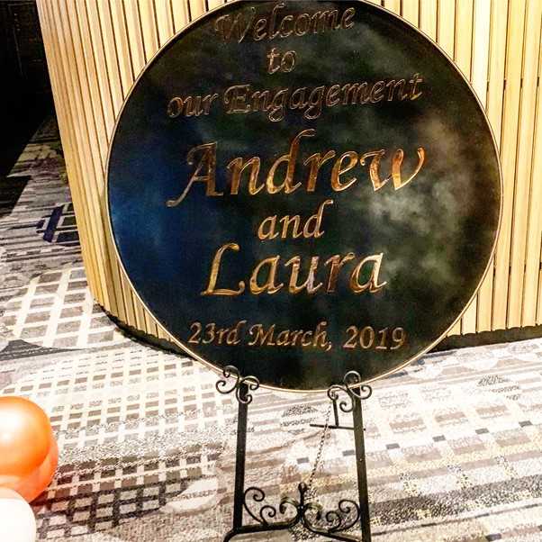 Black Round Welcome Board for black & gold welcome board