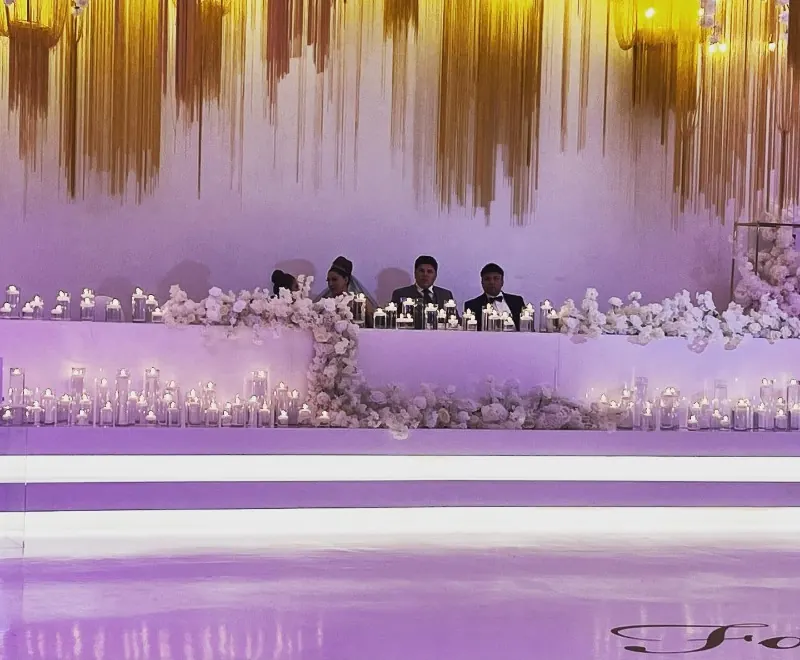 Floral Waterfall And Candles Bridal Table for Elegant bridal table decor