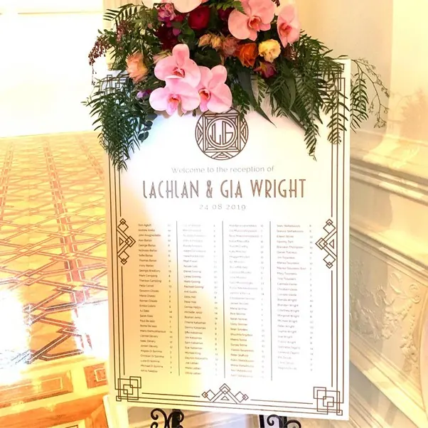Monogrammed Guest Board for A touch of classic guest list