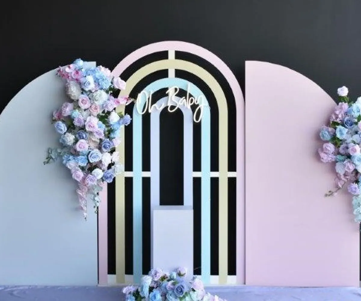 Pink and blue backdrop