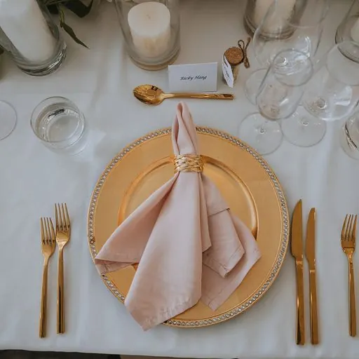 gold serviette ring / blush napkin for gold serviette ring / blush napkin