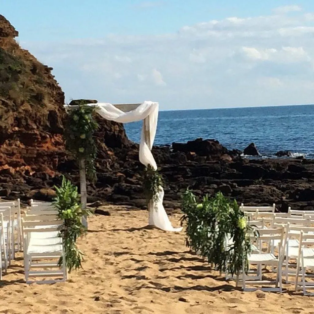 Foliage Ceremony Decor for Sandy beach ceremony