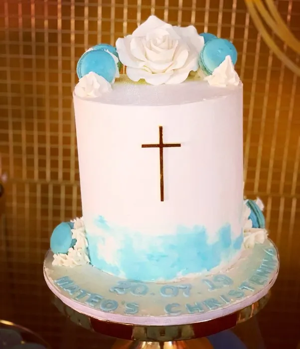 Gold Cross Cake for Simple elegant Christening cake