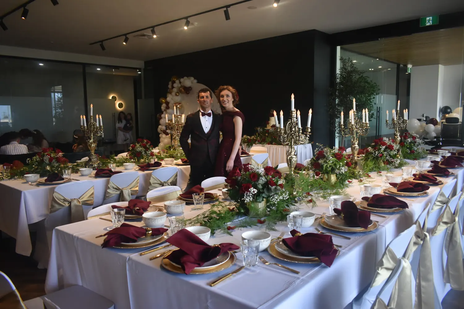 Red Roses Centrepieces for Red and gold