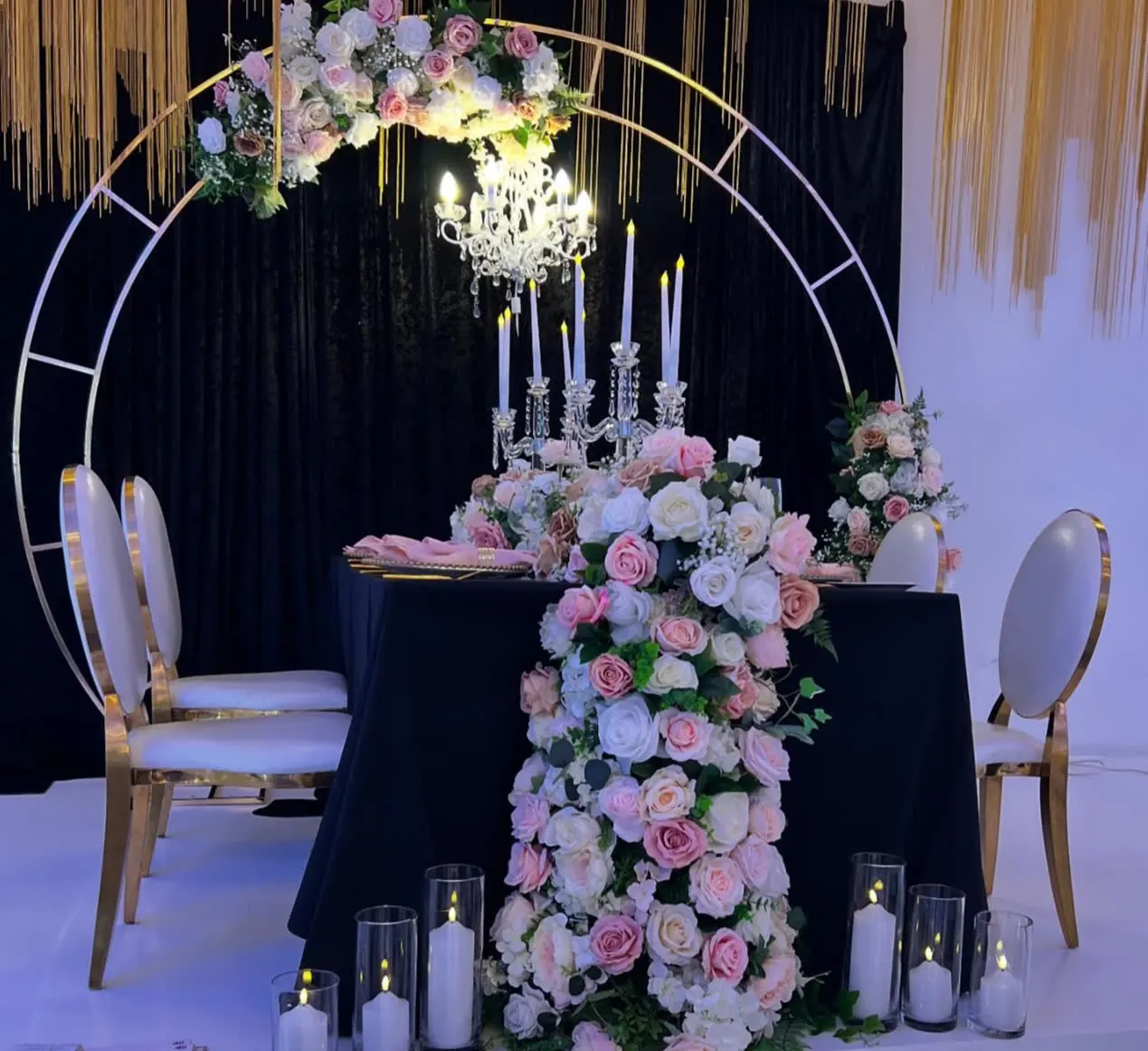 Bridal Table Decor for Waterfall of flowers