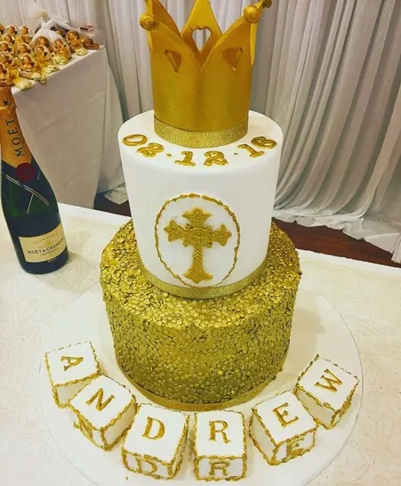 Crown Top Christening Cake for Name block cake