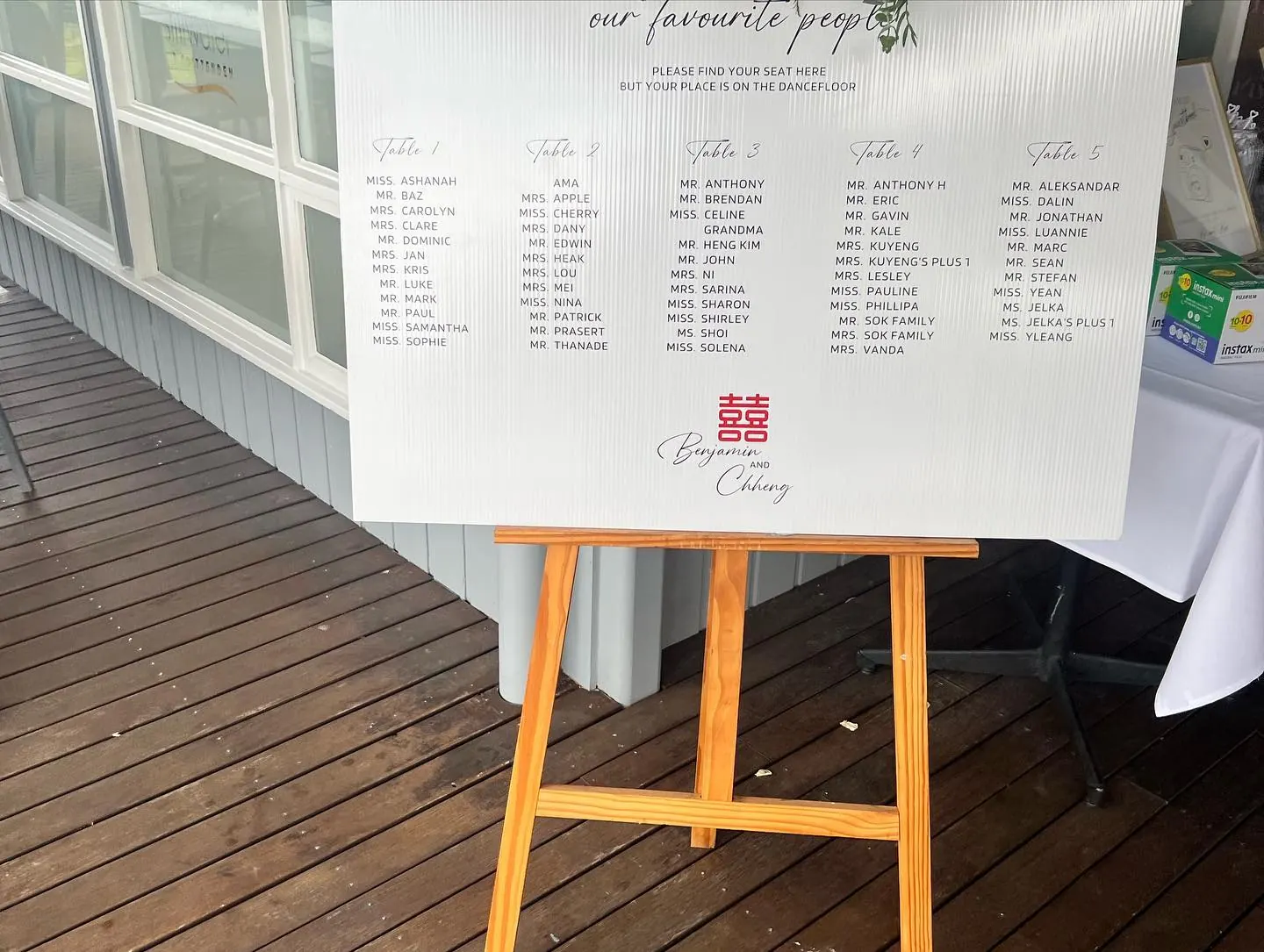Monogrammed Seating Plan for Asian style guest board