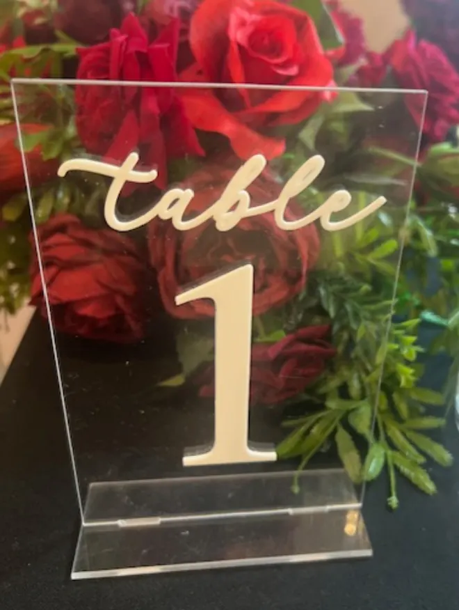 White Acrylic Table Numbers for Clear acrylic stand