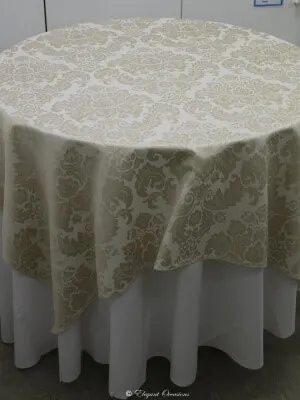 Gold And Ivory Cloth for Ivory with gold damask pattern polyester cloth
