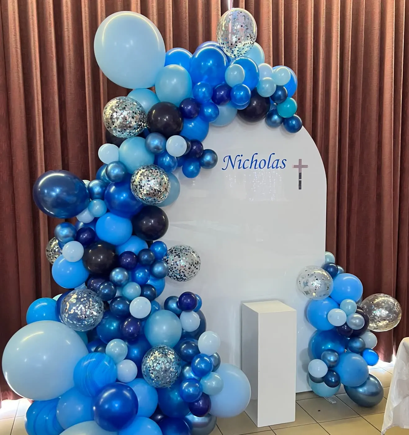 Blue Balloons Backdrop for Confirmation backdrop