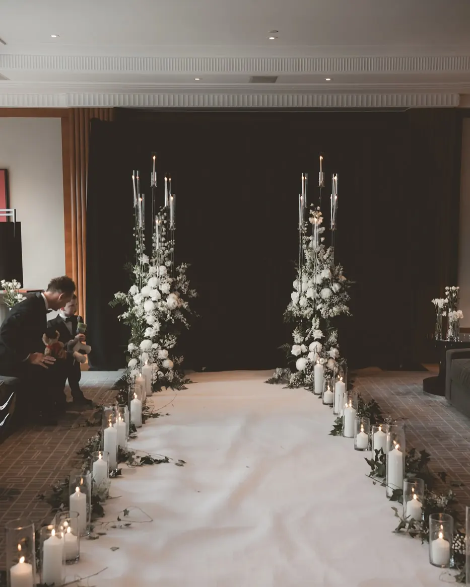 White Wedding Aisle for White floral aisle