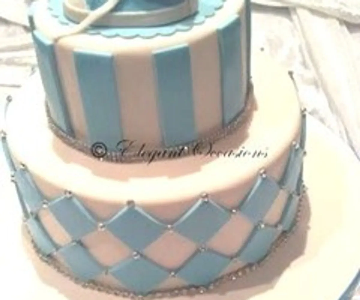 stripes and diamonds christening cake