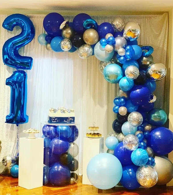 Blue Balloon Garland for 21st balloons