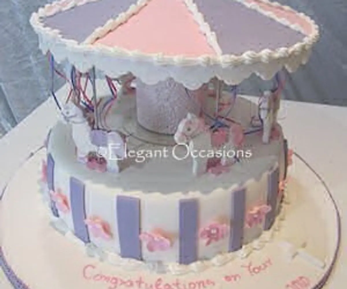 Pink and lilac merry go round cake